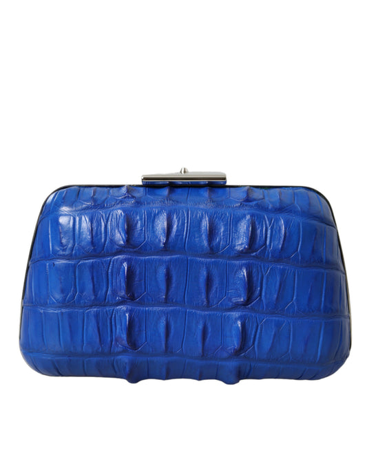 Blue clutch purse with embossed texture