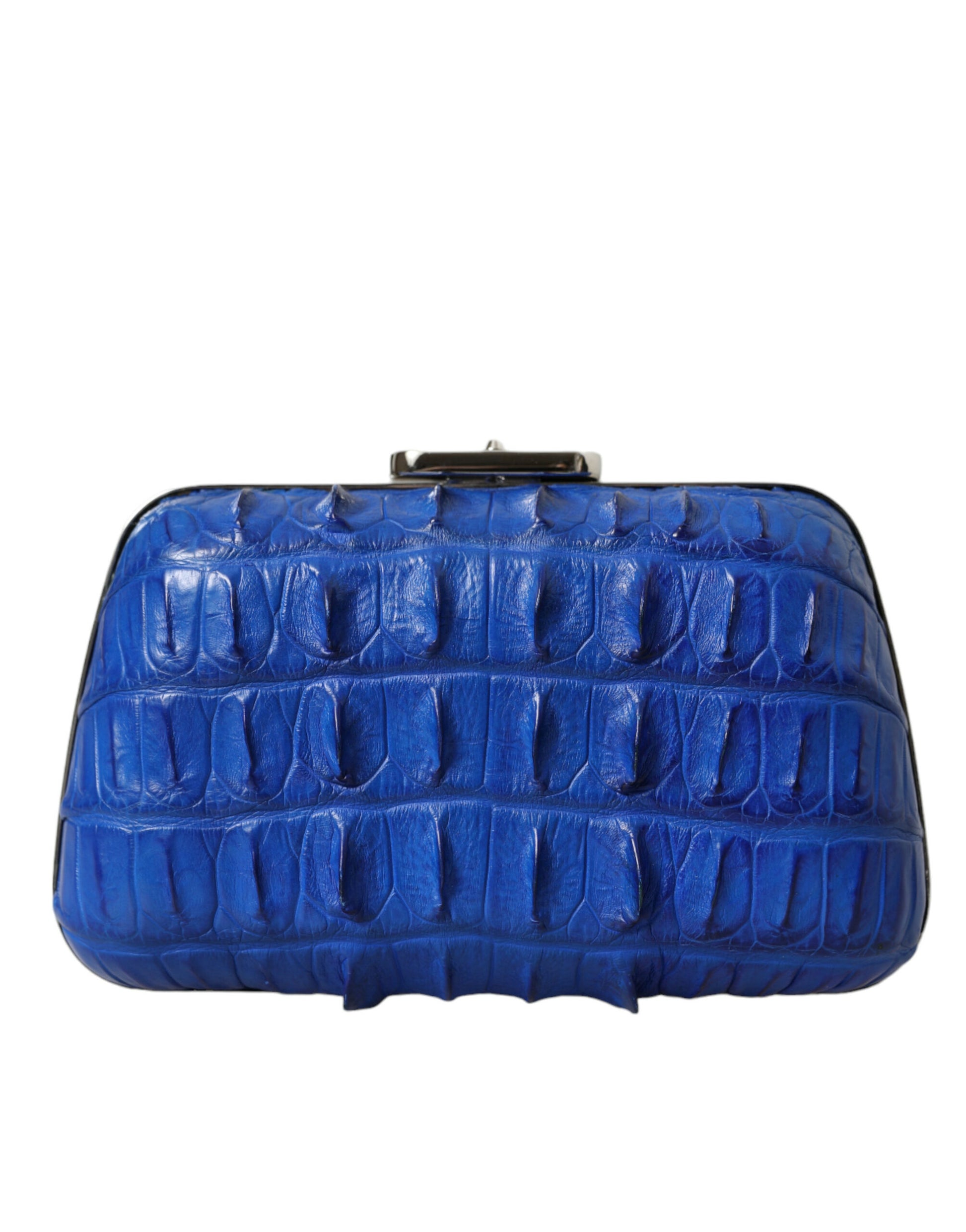 Blue clutch purse with ridged texture
