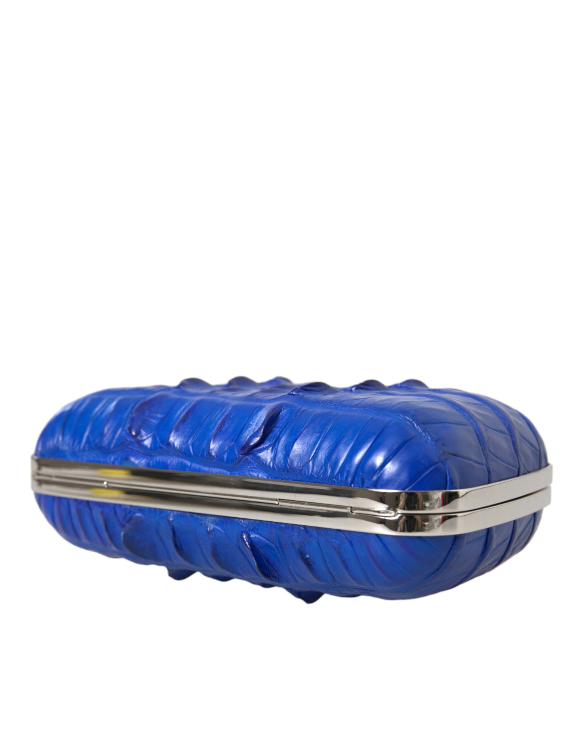 Blue leather wallet with silver trim
