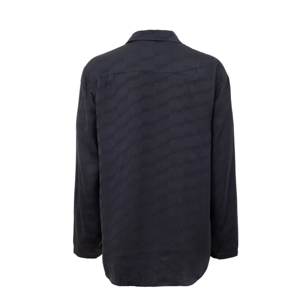 A dark blue dress shirt with a patterned back