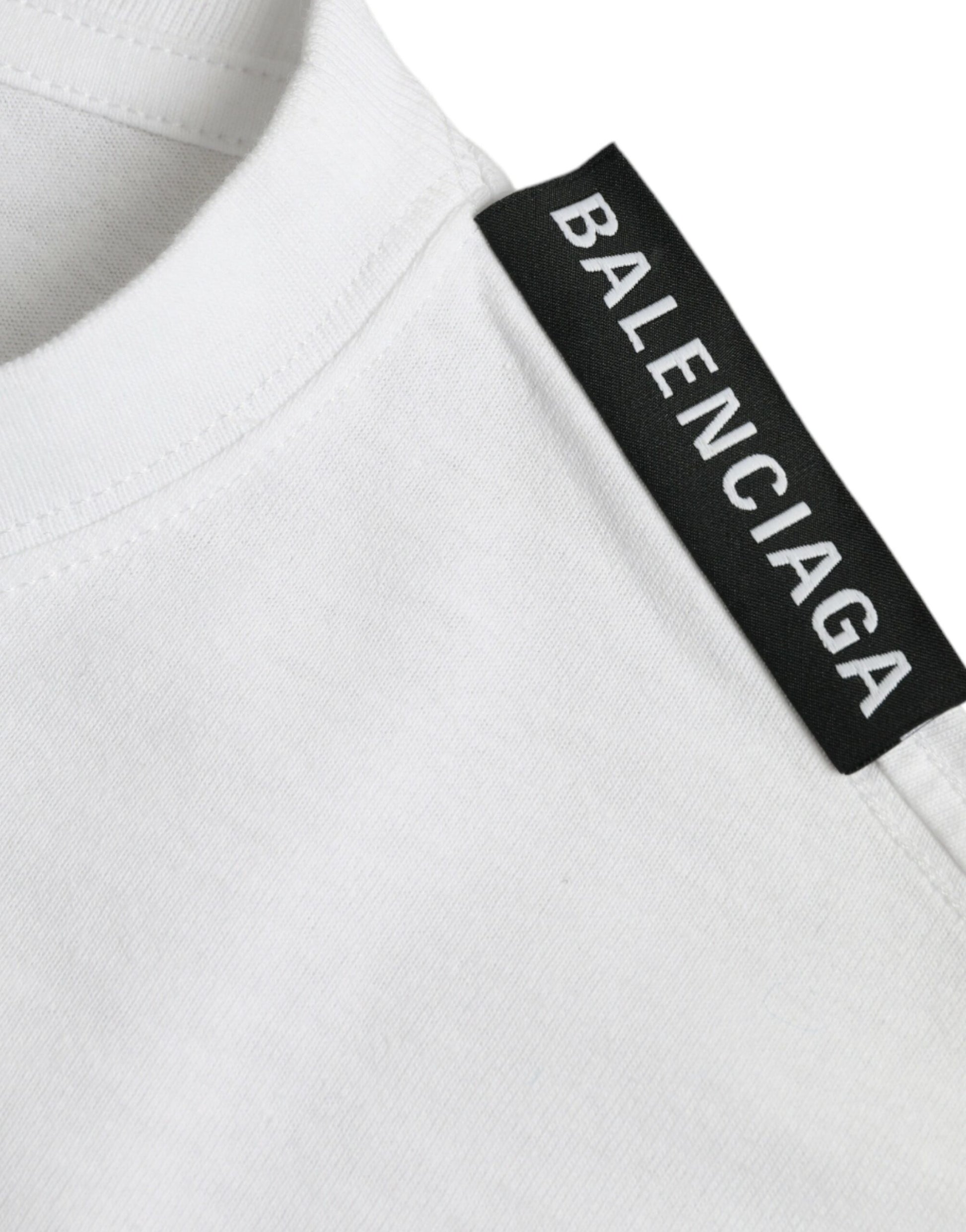 White t-shirt with black Balenciaga label