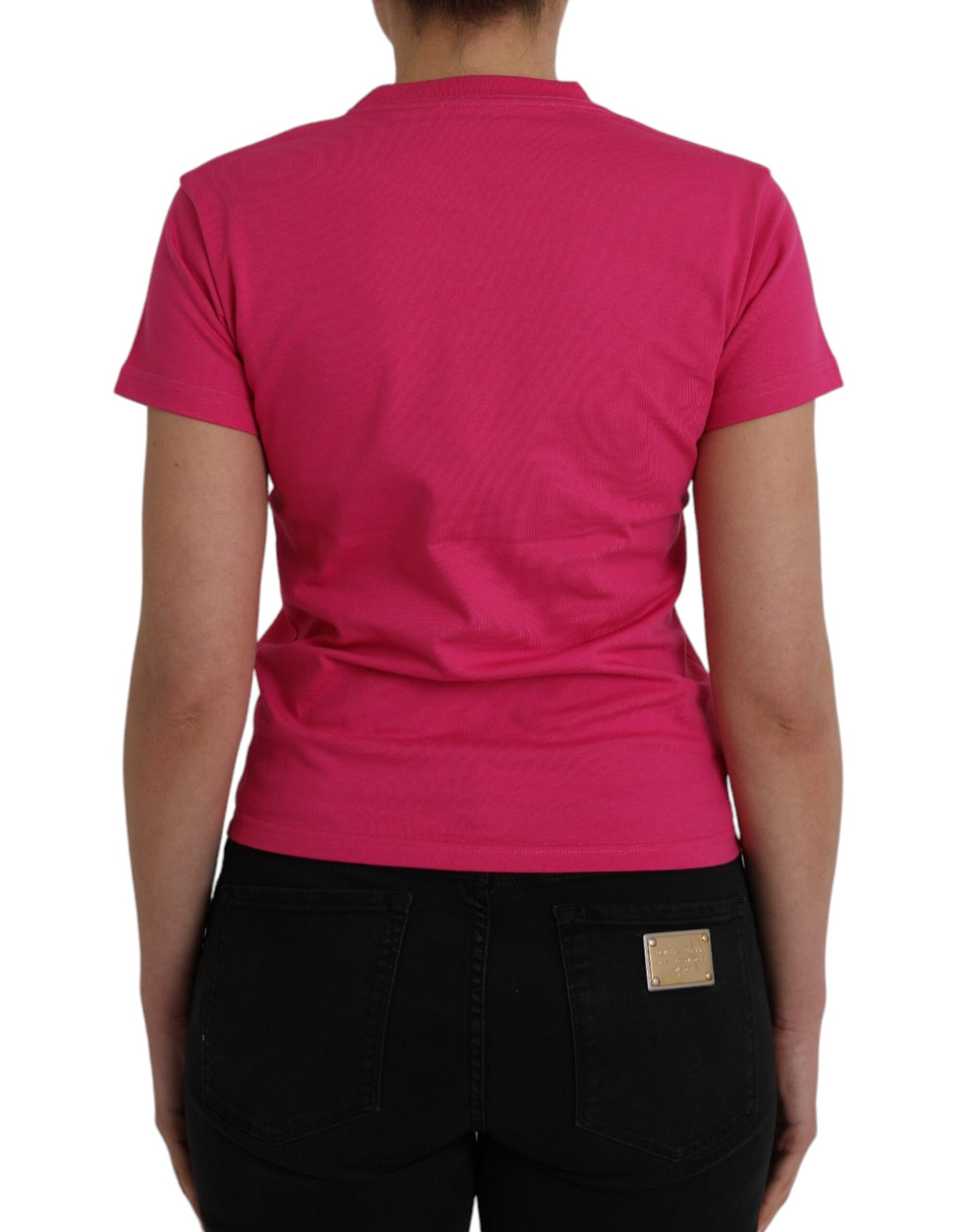 Pink shirt on woman's back