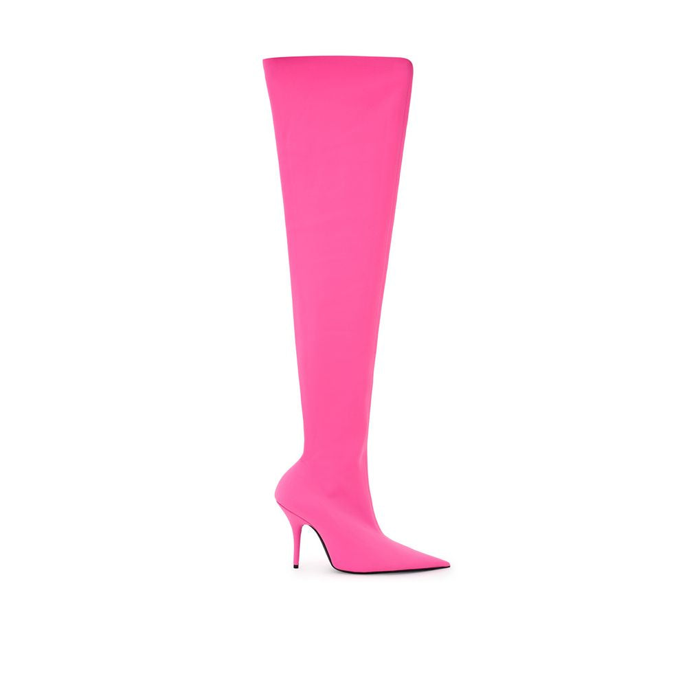Pink knee high boot with heel