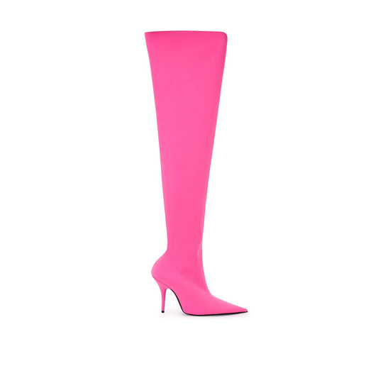 Pink knee high boot with heel