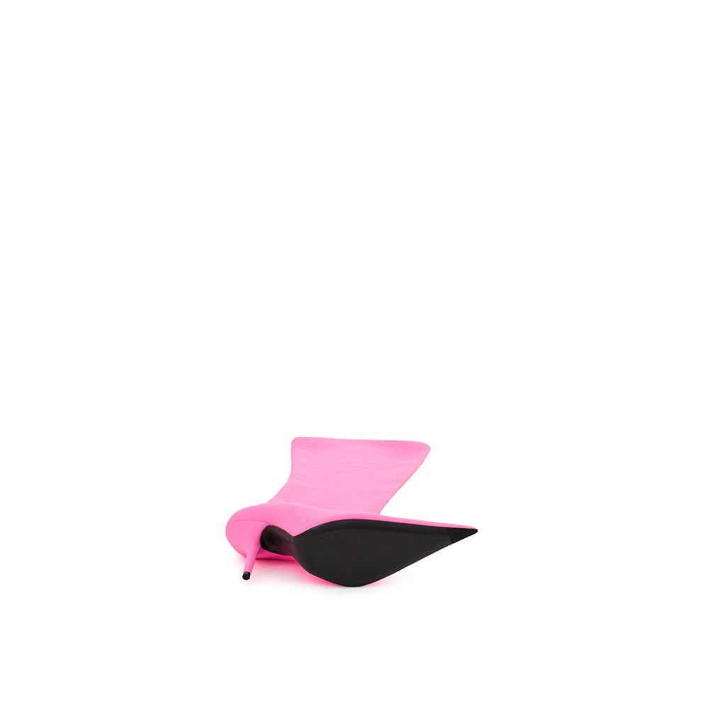 Pink and black bird figurine on white background