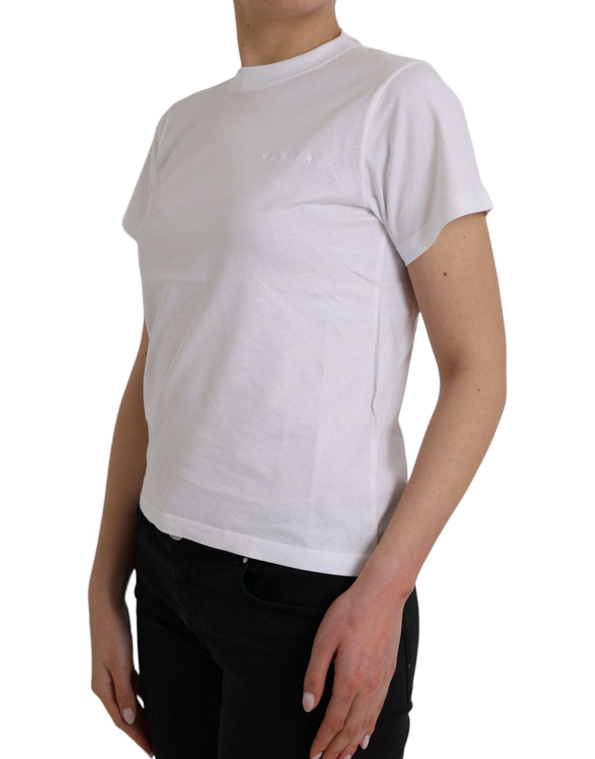 White short sleeve t-shirt on a person