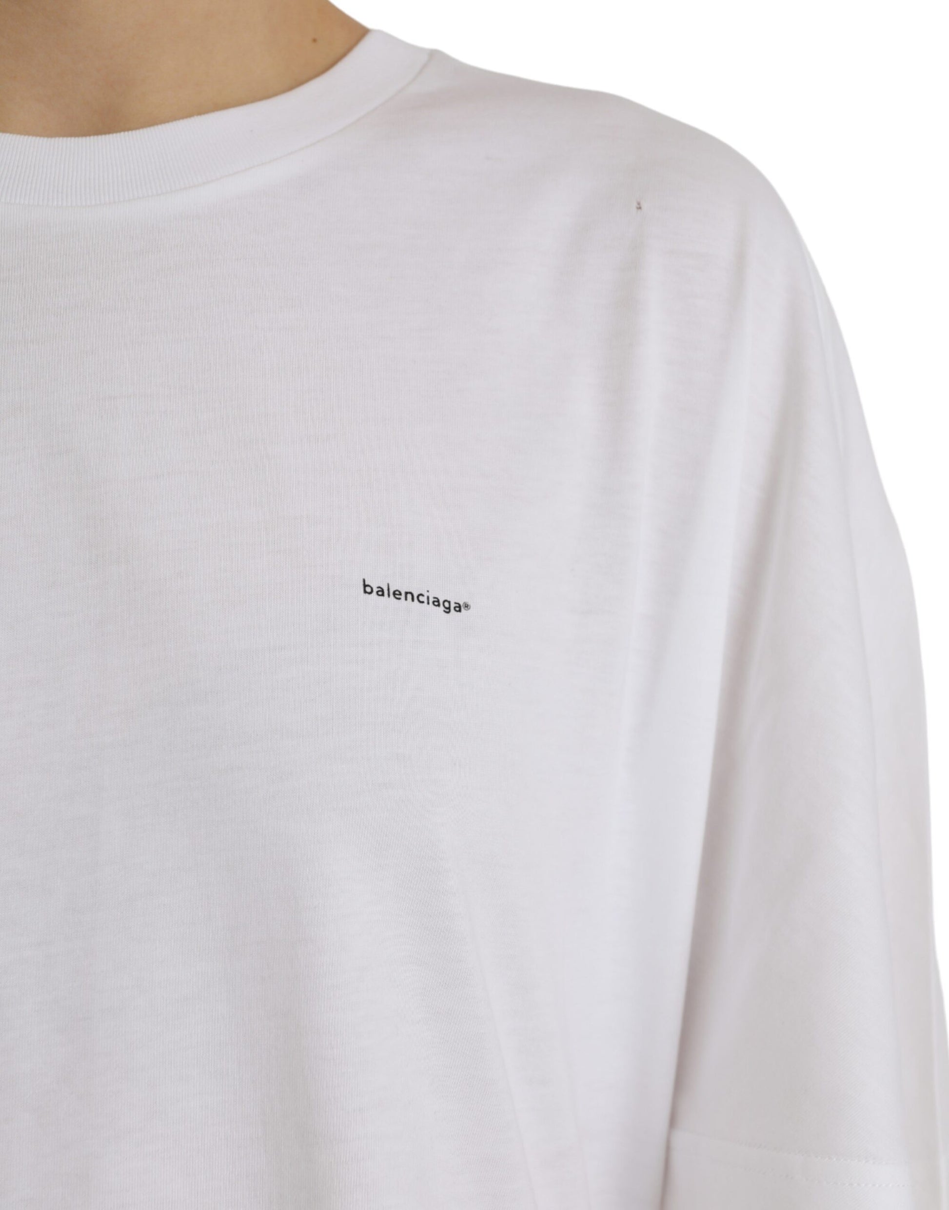White t-shirt with small logo on left chest