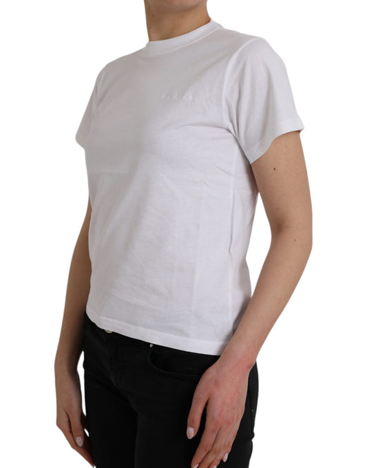 White short sleeve t-shirt on a person