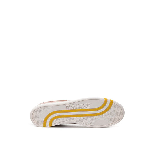A single shoe against a white background. It is a low-top sneaker with a white base color and yellow accents on the side