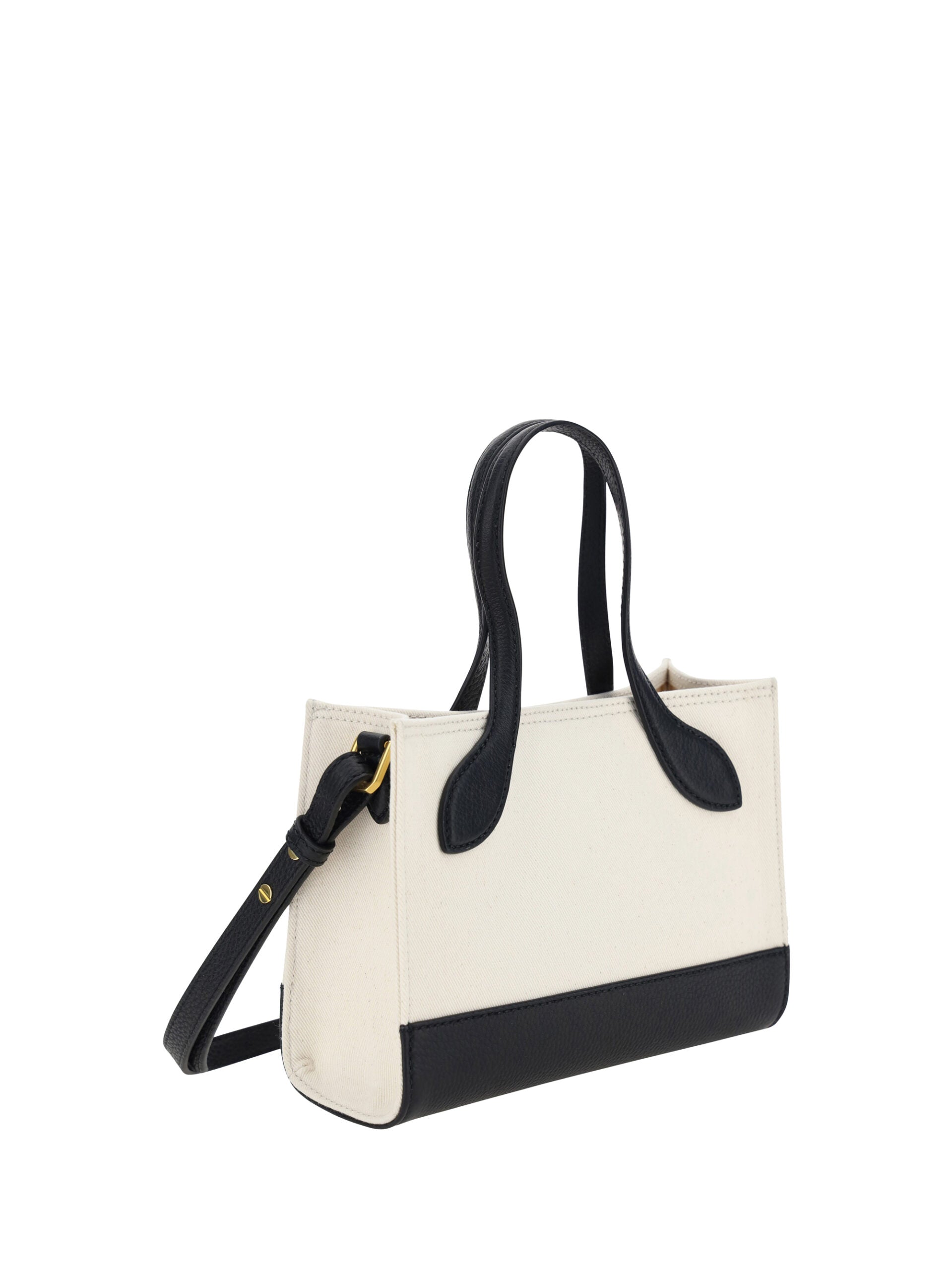 Tan and black purse with handles
