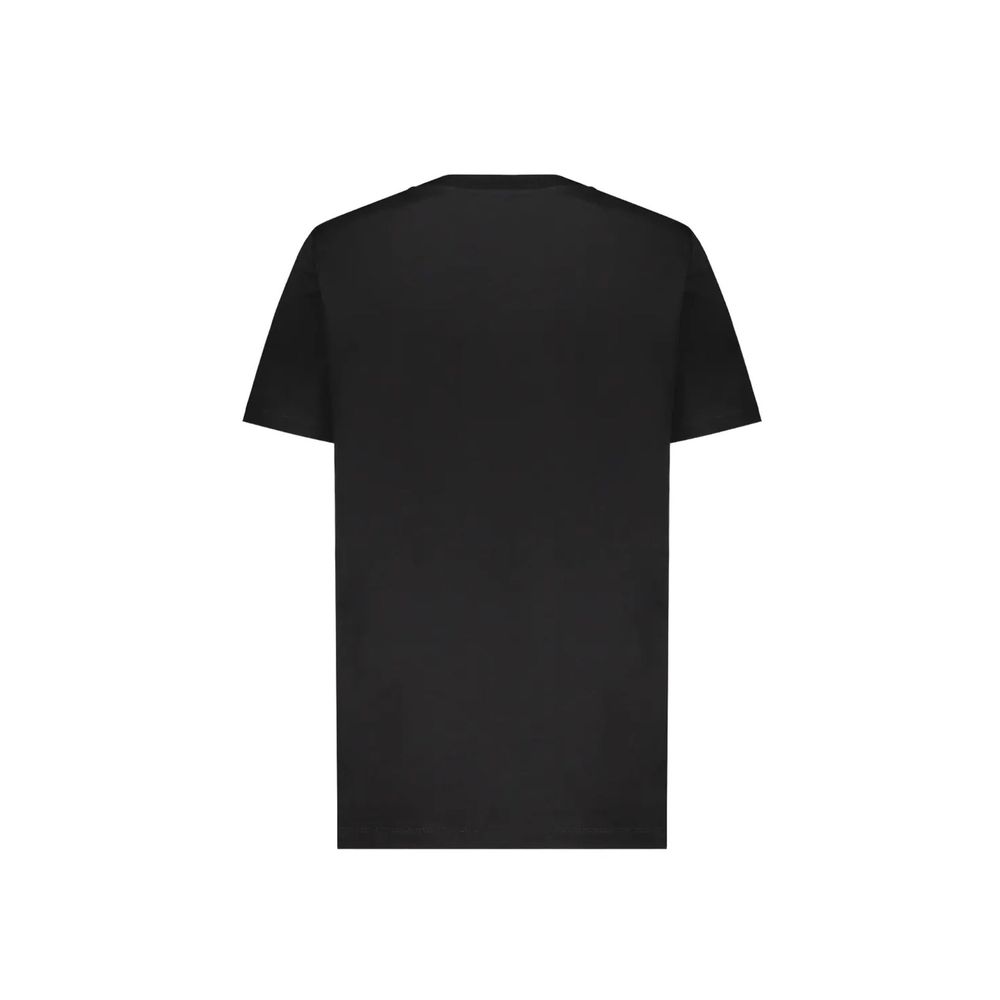 A black cotton t-shirt with short sleeves