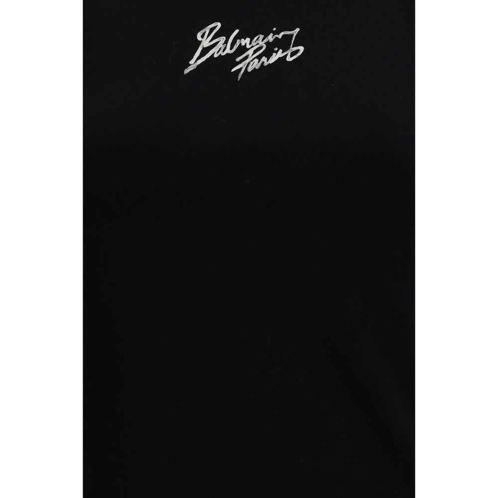 Black t-shirt with white logo on front