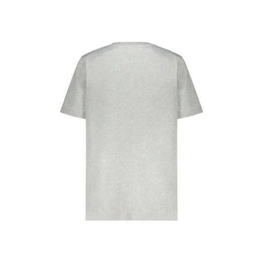 A gray cotton t-shirt with short sleeves
