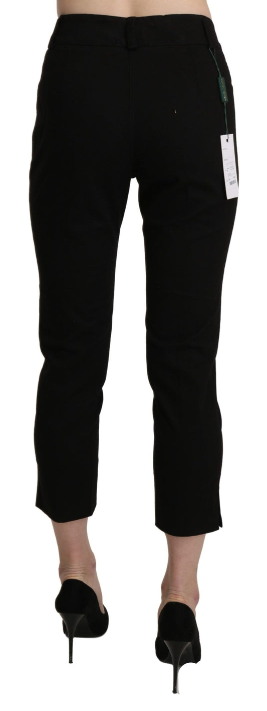 A pair of black high waist skinny cropped dress trousers