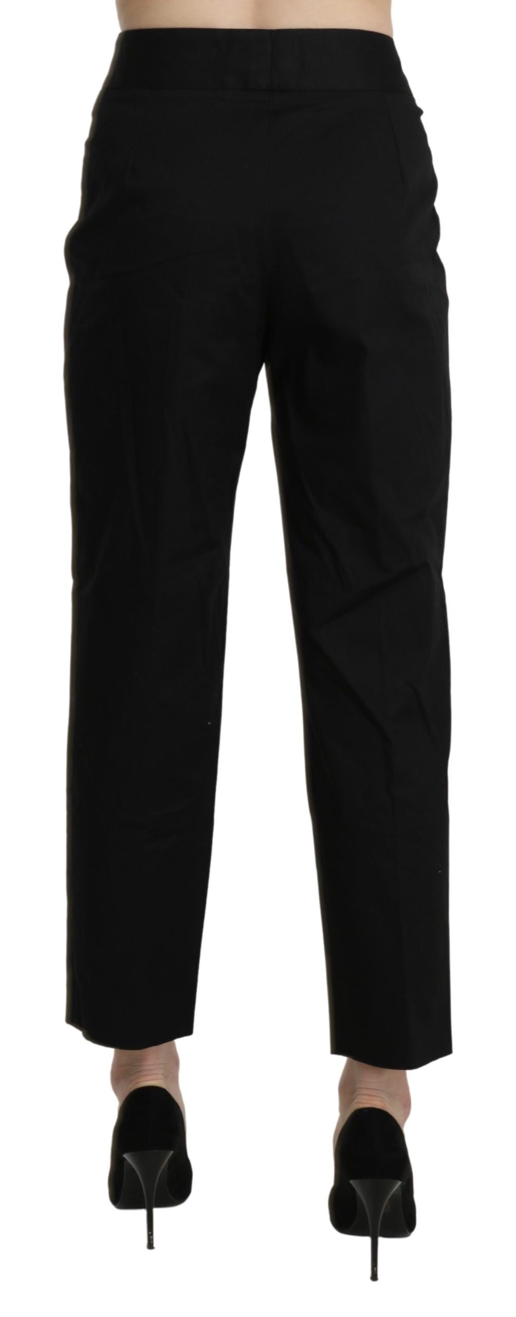 A pair of black high waist straight cropped dress pants
