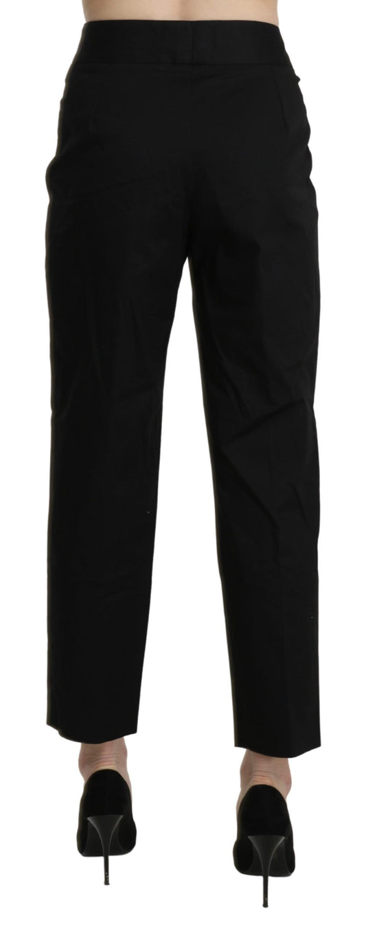 A pair of black high waist straight cropped dress pants