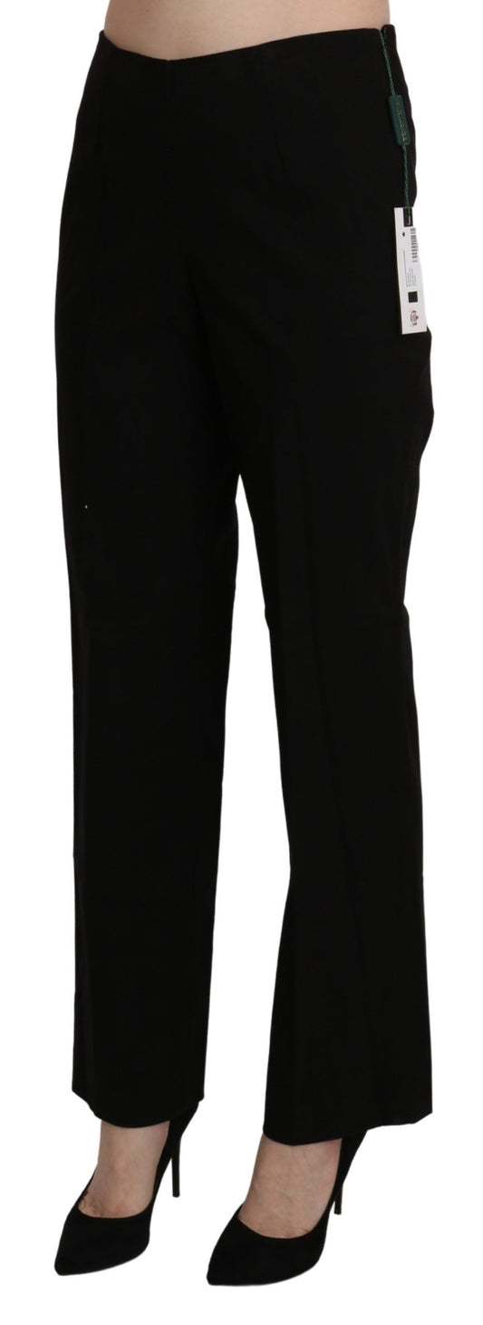 A pair of black high waist straight dress trousers