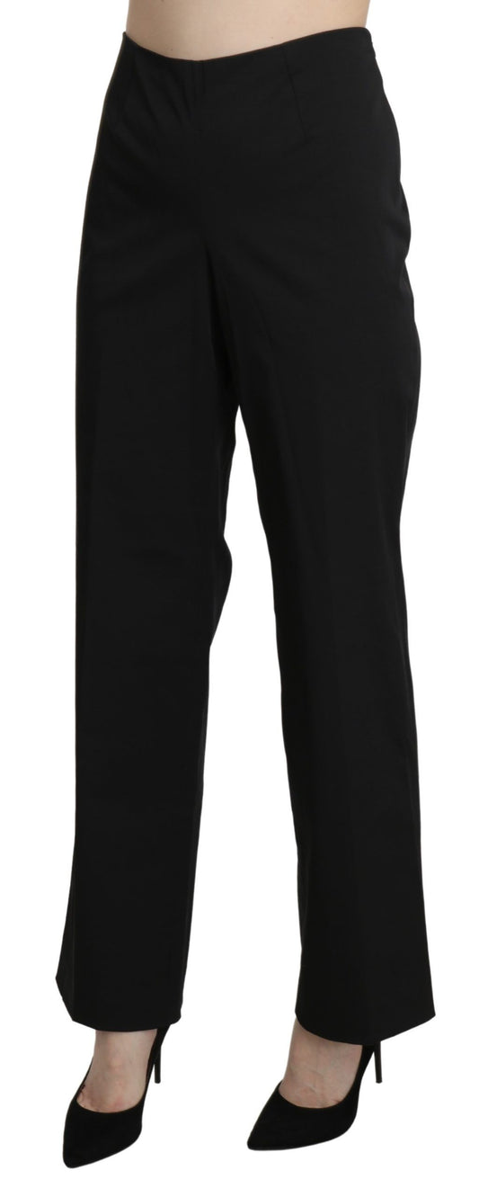 A pair of black high waist straight dress trousers