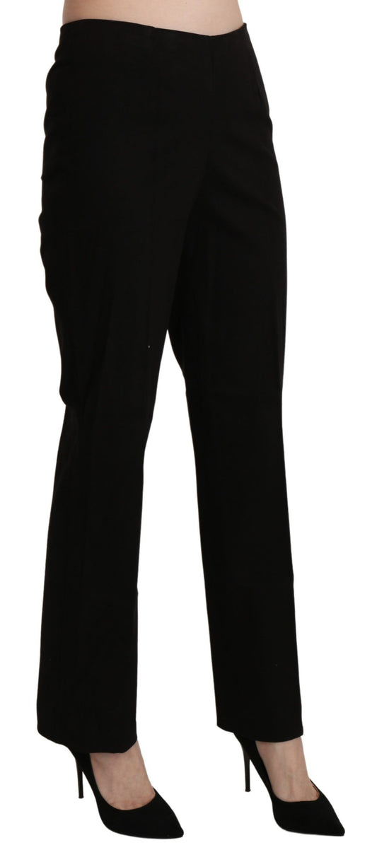 A pair of black high waist straight dress trousers