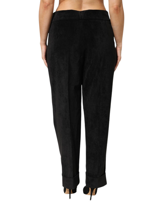 A pair of black high waist straight dress trousers