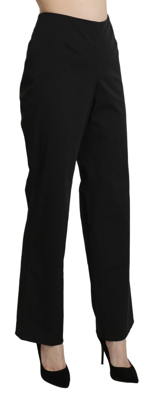 A pair of black high waist straight dress trousers