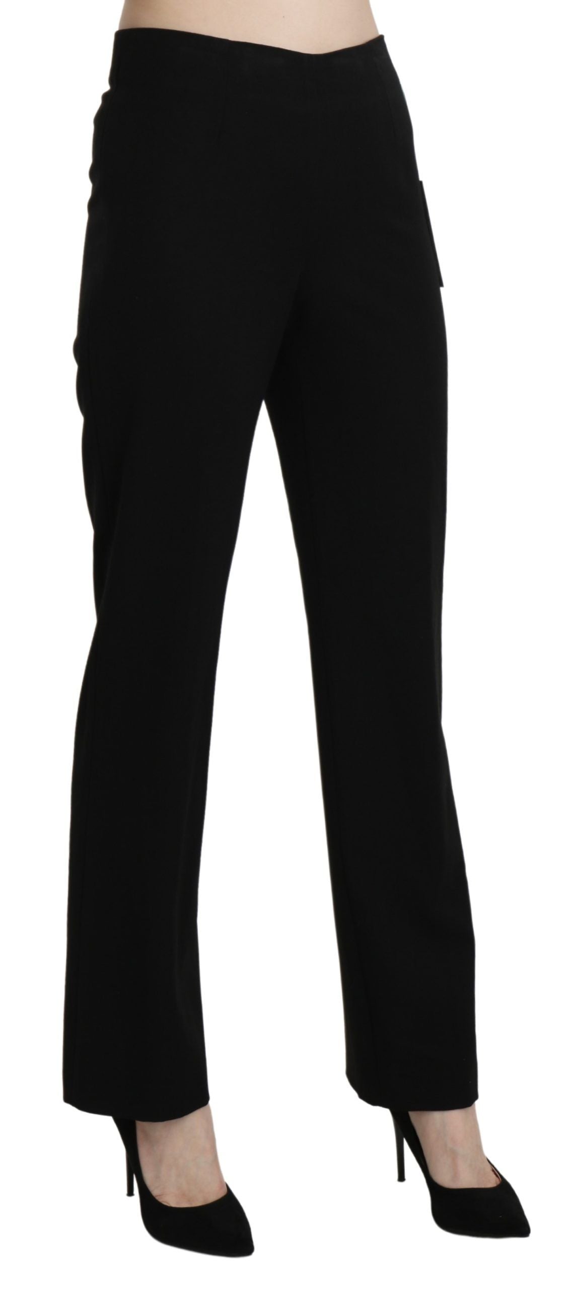 A pair of black high waist straight formal dress trousers