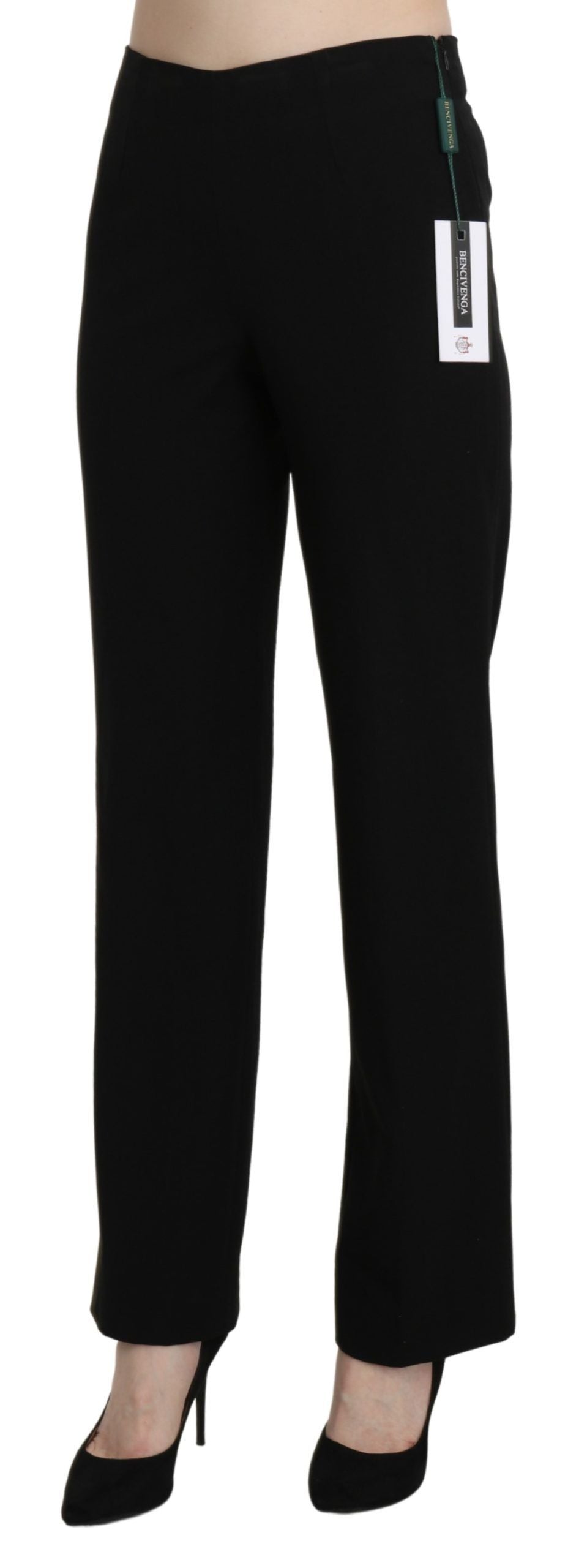 A pair of black high waist straight formal dress trousers