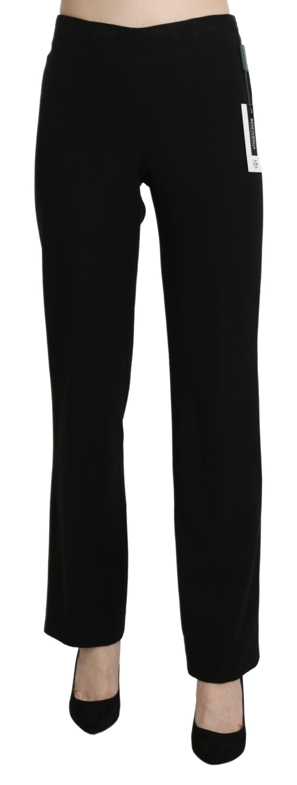 A pair of black high waist straight formal dress trousers