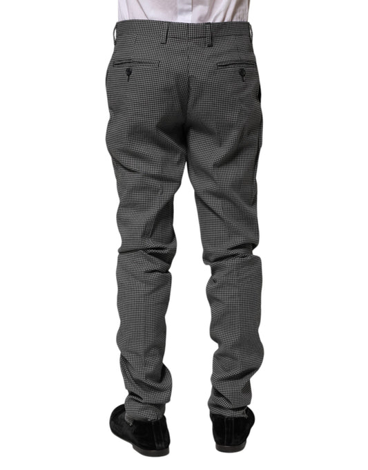 Men's black and white checkered tapered dress pants