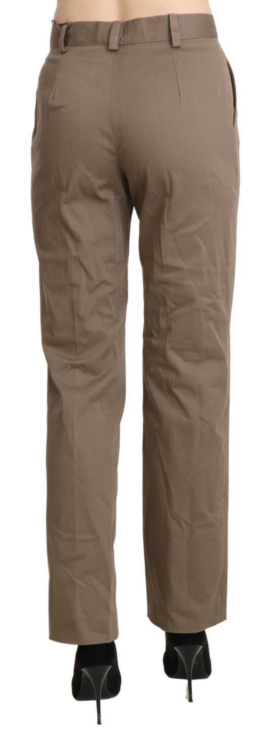 Brown high waist straight dress trousers