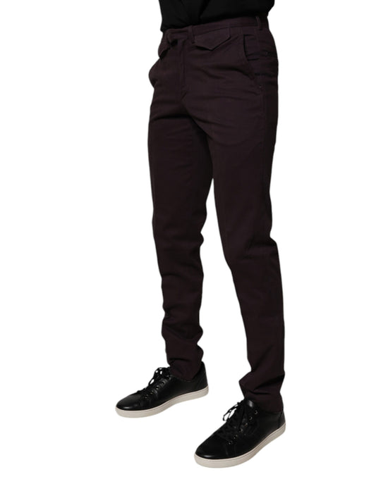 A pair of brown slim fit men's dress pants made from pure cotton