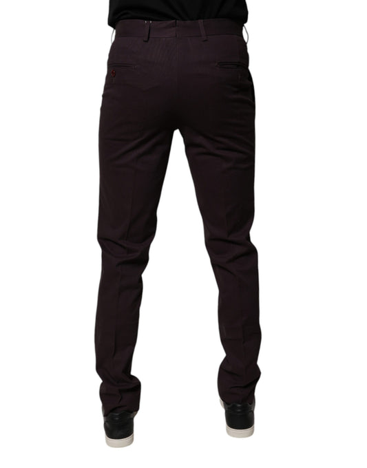 A pair of brown slim fit men's dress pants made from pure cotton