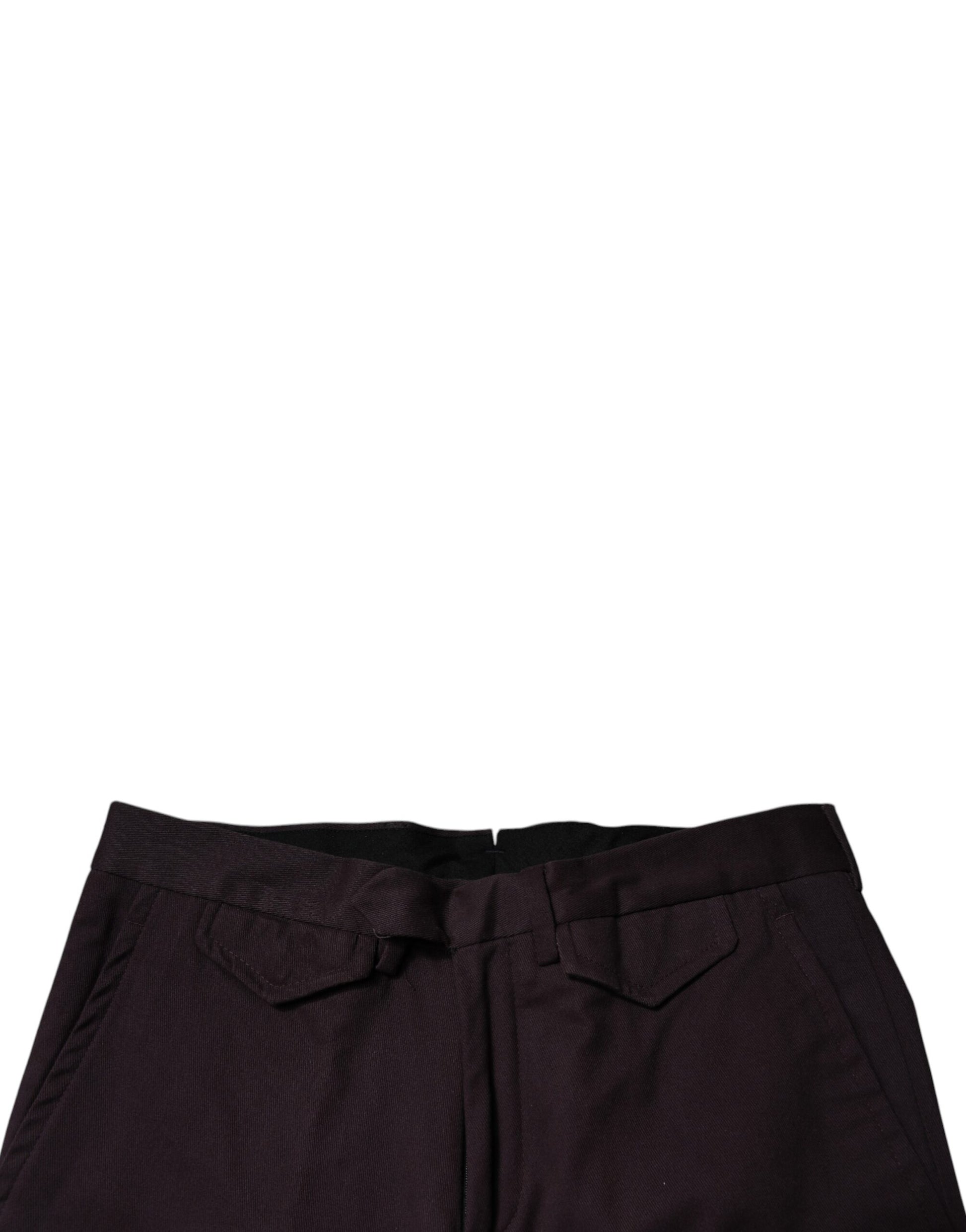 A pair of brown slim fit men's dress pants made from pure cotton