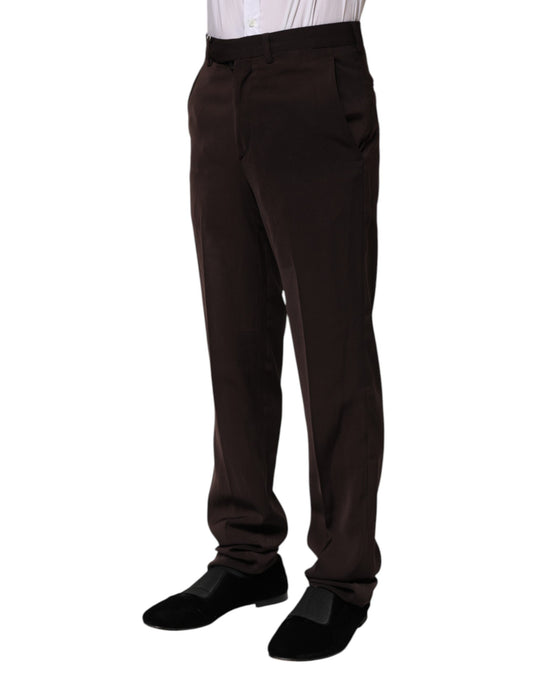 A pair of dark brown mid waist dress formal pants