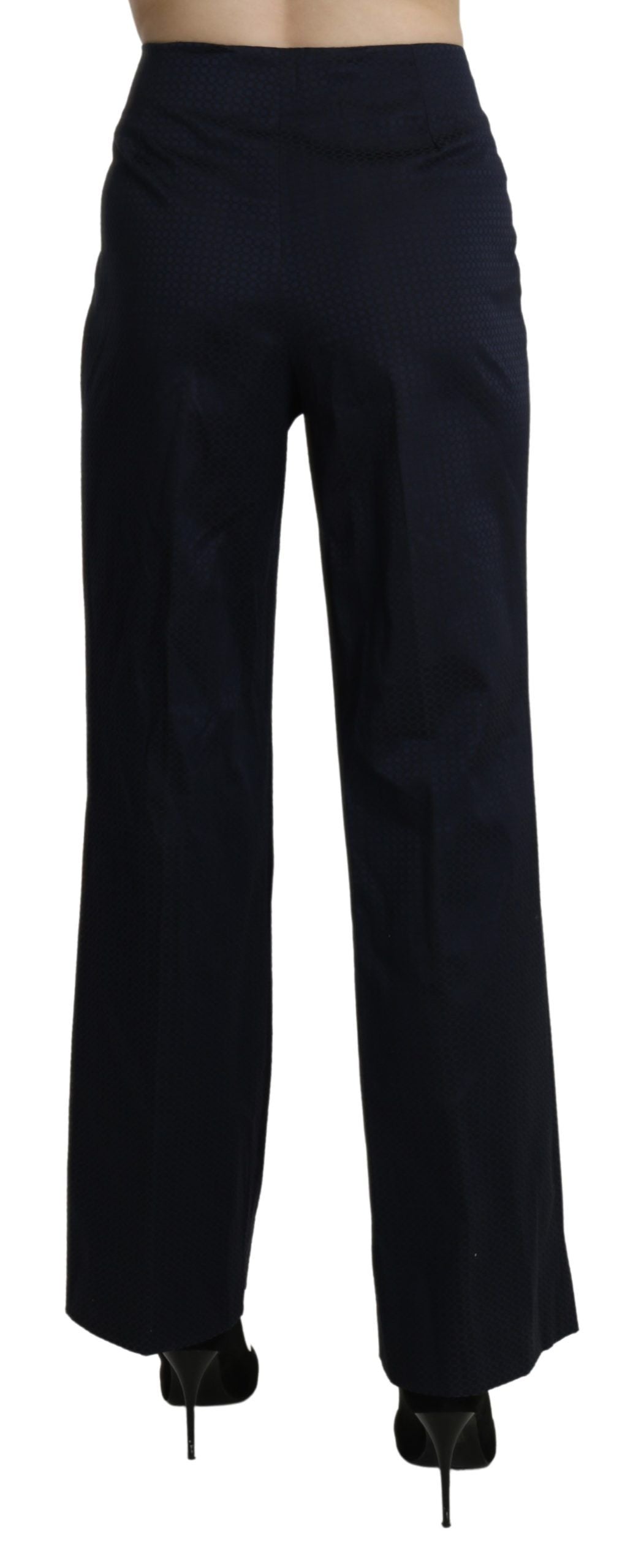 Navy blue high waist straight dress trousers