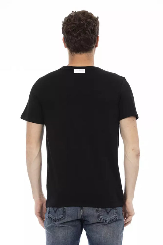 A black cotton men's t-shirt with a crew neckline