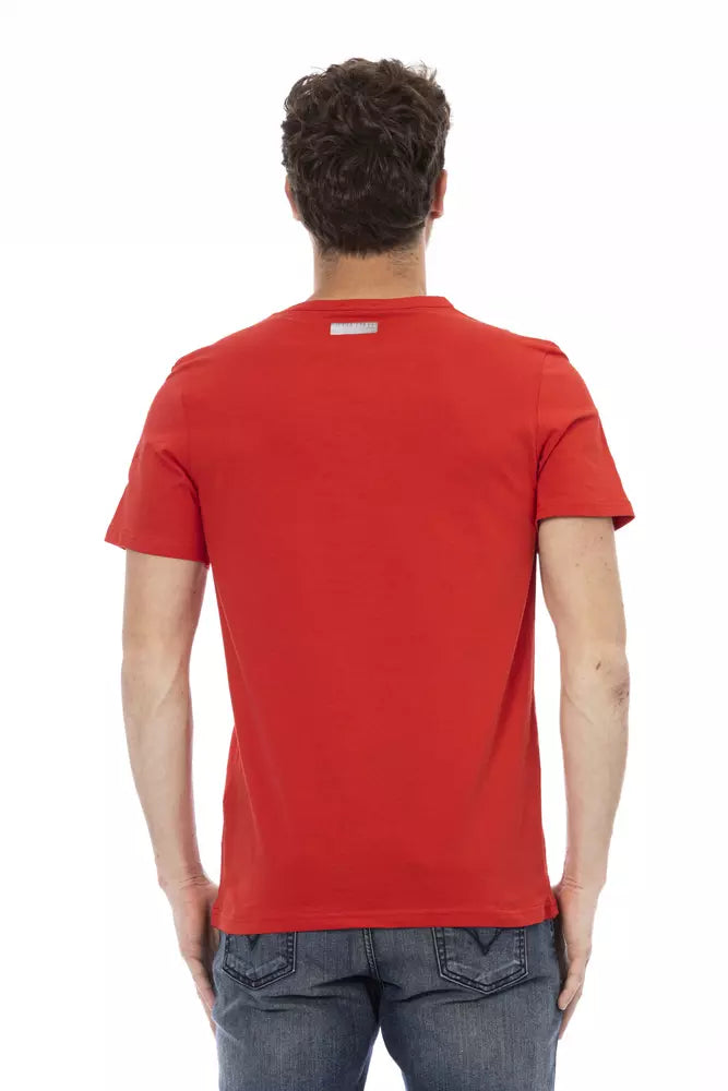 Red short sleeve t-shirt on a mannequin