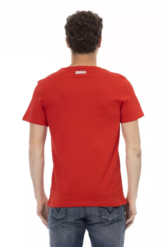 Red short sleeve t-shirt on a mannequin
