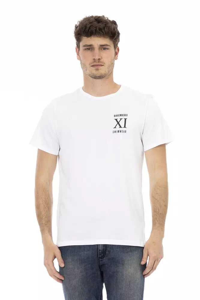 White t-shirt with graphic print on front