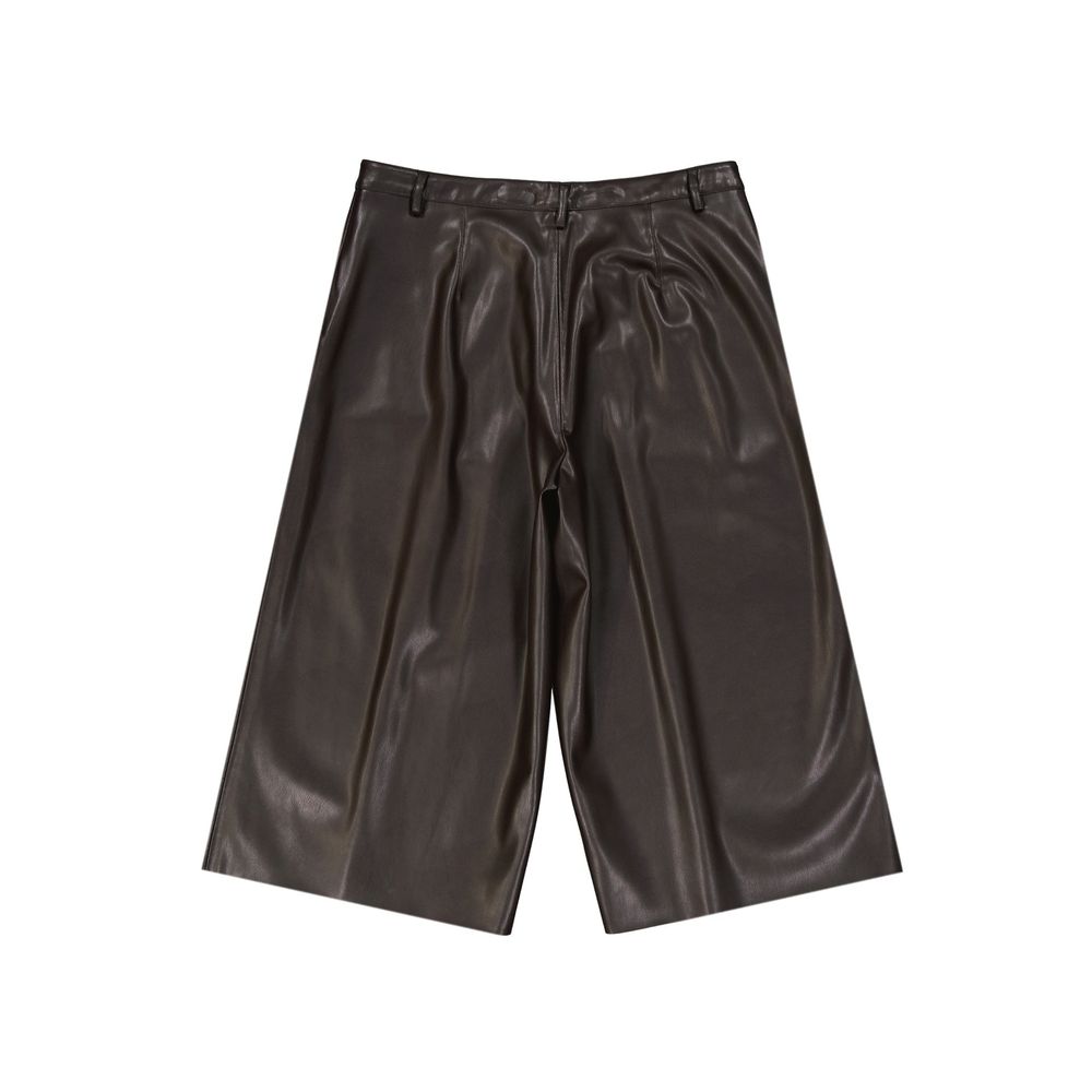 Black leather shorts with elastic waistband