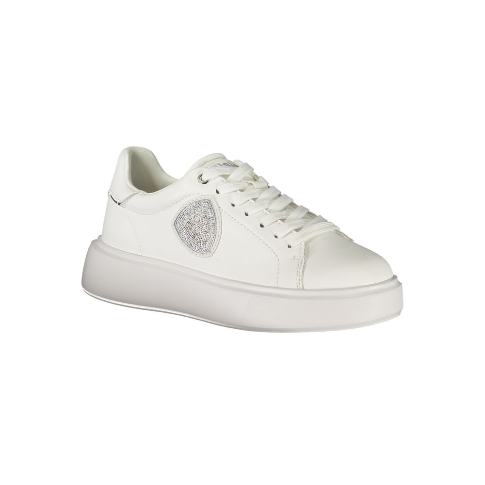 White sneaker with a diamond-shaped logo on the side