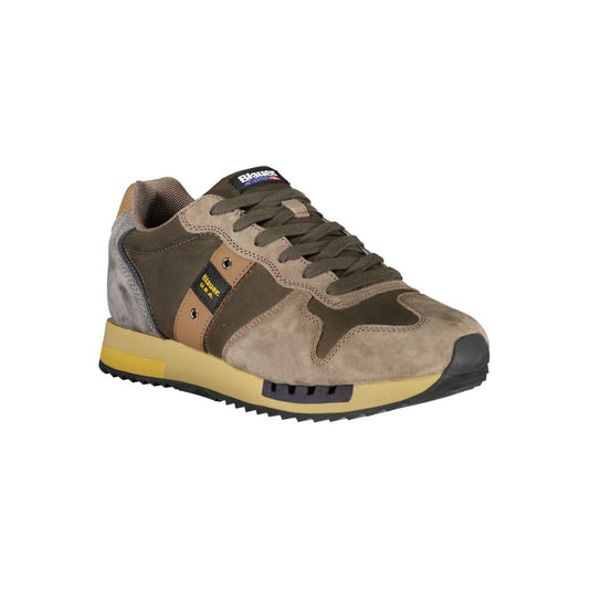 Brown leather men's sneaker with white sole