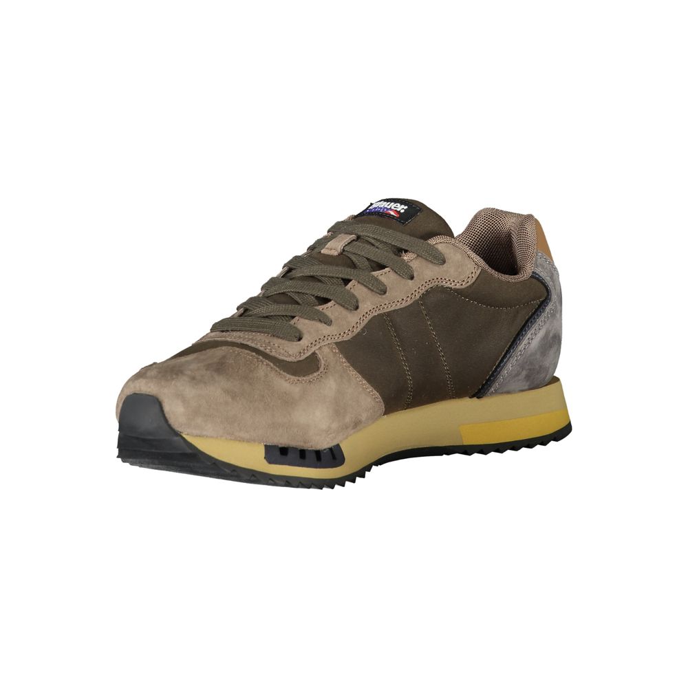 Brown leather men's sneaker with white sole