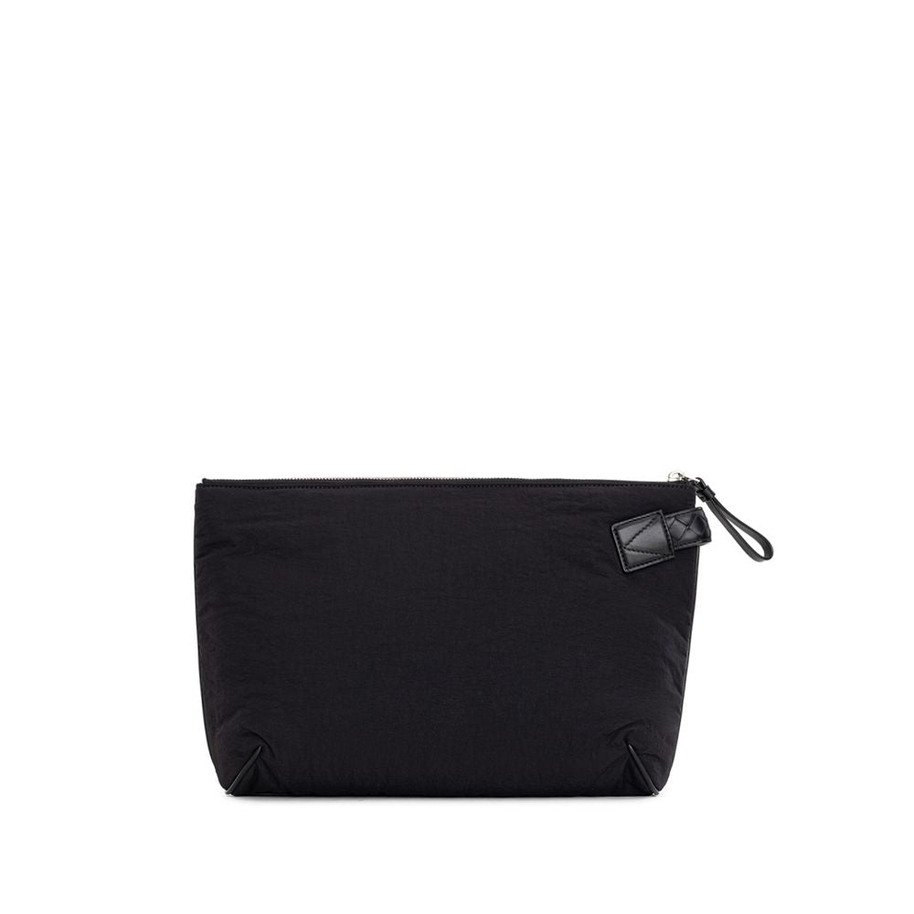 Black pouch with zippered pocket on front