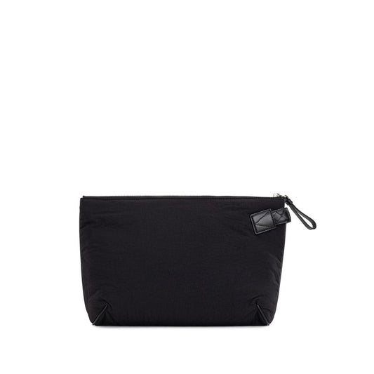 Black pouch with zippered pocket on front