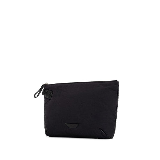 Black pouch with zippered pocket on front