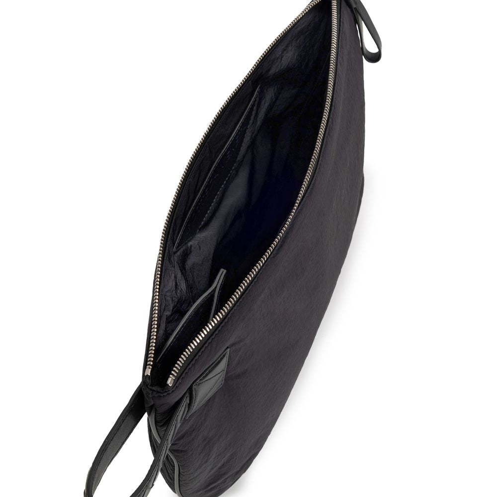 Black leather pouch with zipper closure