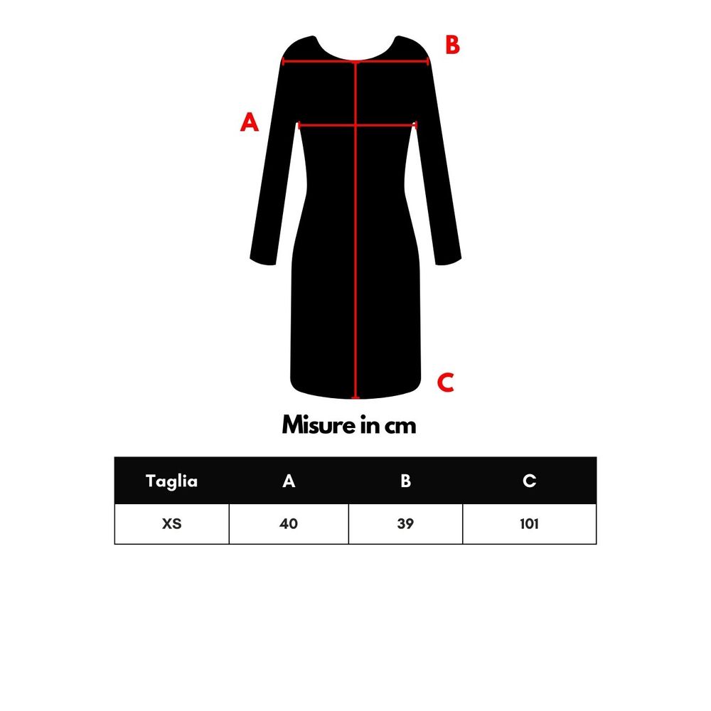 A black wool long dress with a V-neckline, short sleeves and fitted waist
