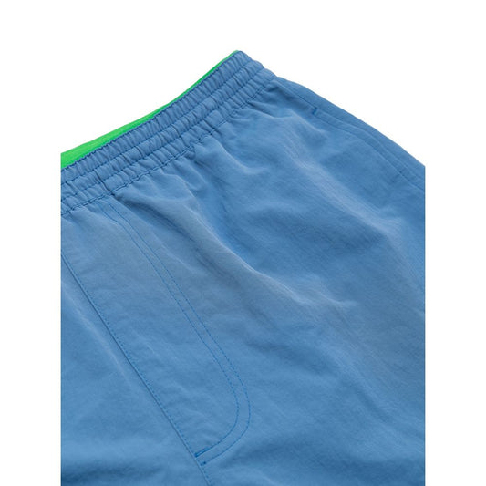 Blue pair of shorts with green trim