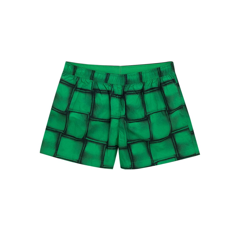 Green shorts with a quilted pattern